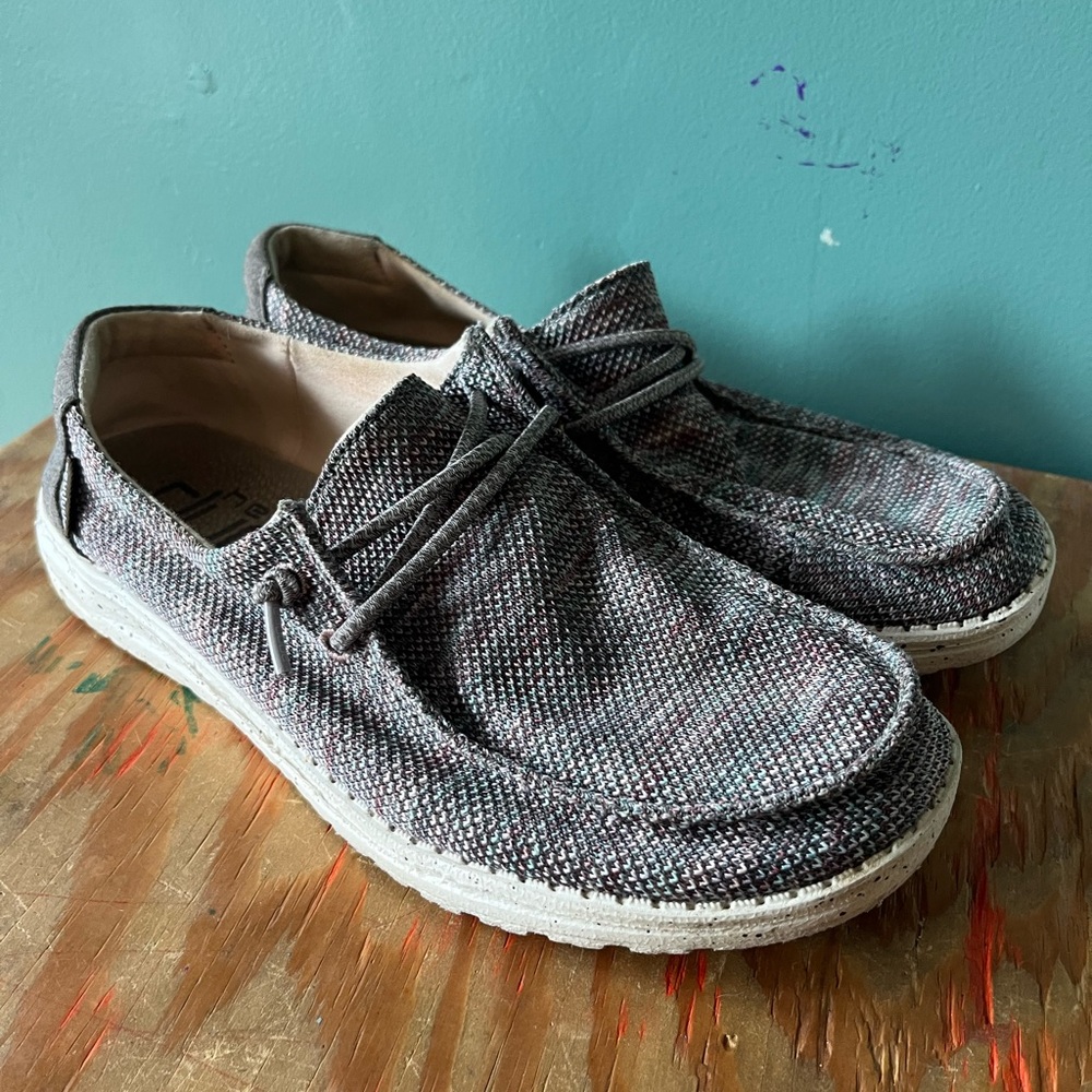 Hey Dude Gray Knit Casual Sneakers